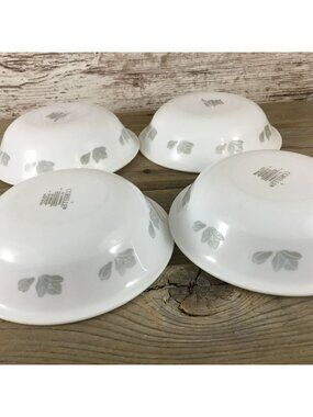 Set of 4 Corelle Friendship 10 Oz Dessert Bowls 5 3/4" White w/ Gray Flowers